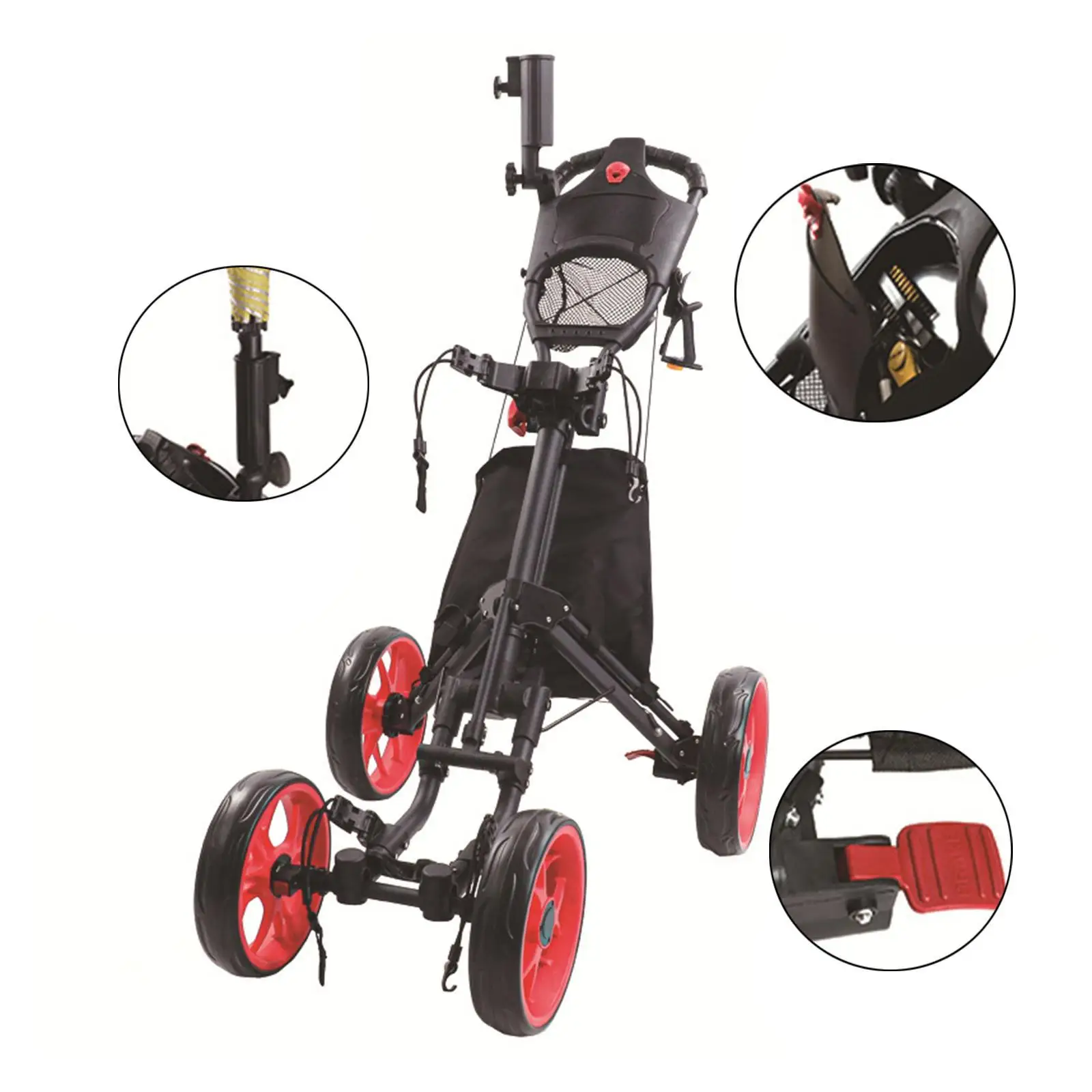 

Компактная складная тележка для гольфа на 4 колесах из алюминия с тормозом для тренировок и путешествий