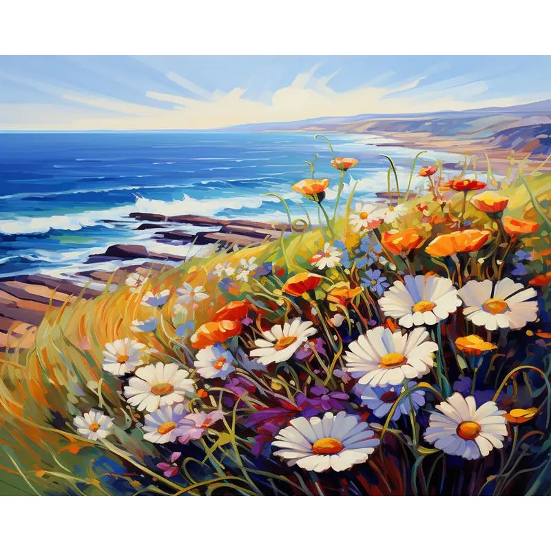 GATYZTORY DIY oil Painting By Numbers Kits Hillside Flower Kit For Adults Drawing On Canvas For Wall Art Picture Numbers Paintin