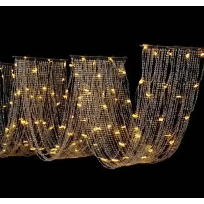 

LED Fairy Light Curtain String Lights 4Pcs Waterproof Crystal Bead Lights For Outdoor Garden Wedding Party Home Romantic Decor