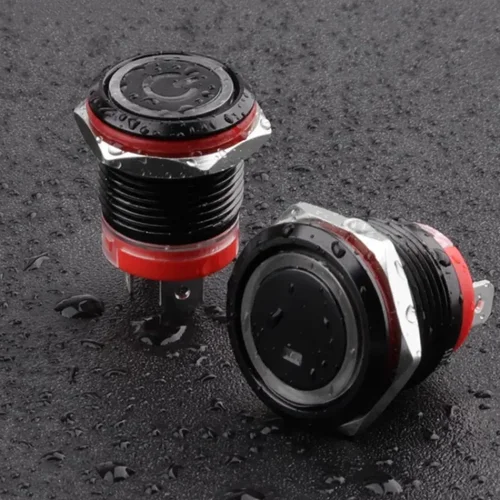 Imagen 2 del producto Interruptor de botón de Metal negro oxidado de alta corriente 20A, reinicio de bloqueo automático, botón pulsador impermeable, interruptor de arranque de energía