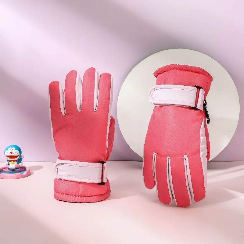 

Теплые спортивные перчатки для велоспорта для детей, ветрозащитные, на флисовой подкладке, водонепроницаемые, для комфортного катания на лыжах на открытом воздухе