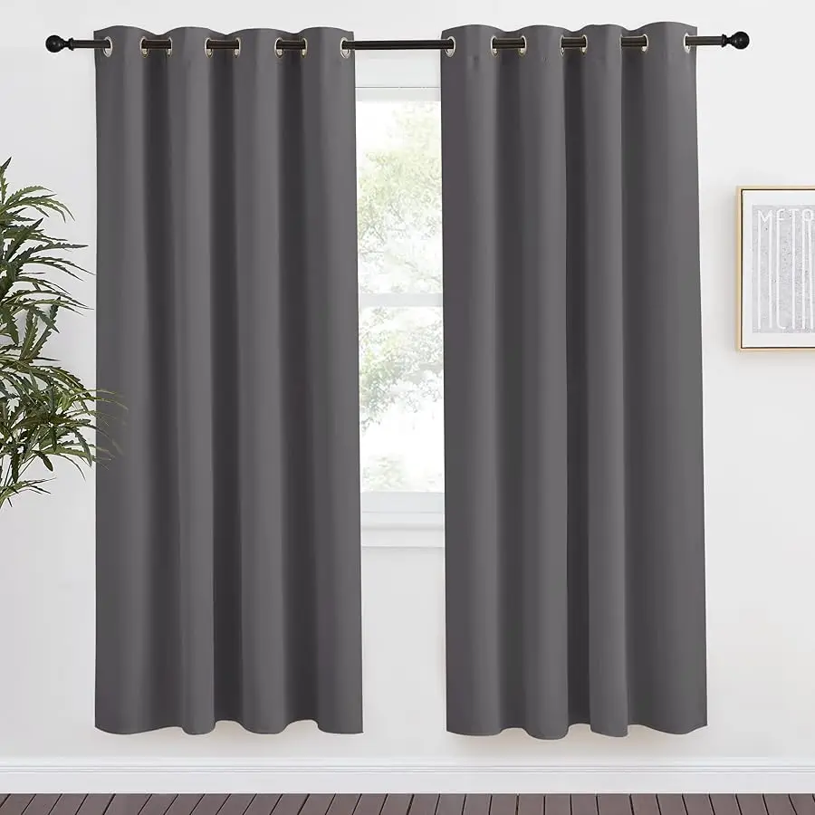 

Grey Blackout Curtain 78 inch Long, W55 x L78, 1 Panel, Thermal Insulated Window Treatment with Grommet Room Darkening Thermal I