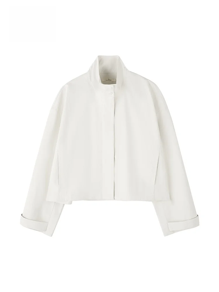 GOFAR レディース ショートスタンドカラーレザージャケット 春秋万能 おしゃれ アウター フックドローイング 40272