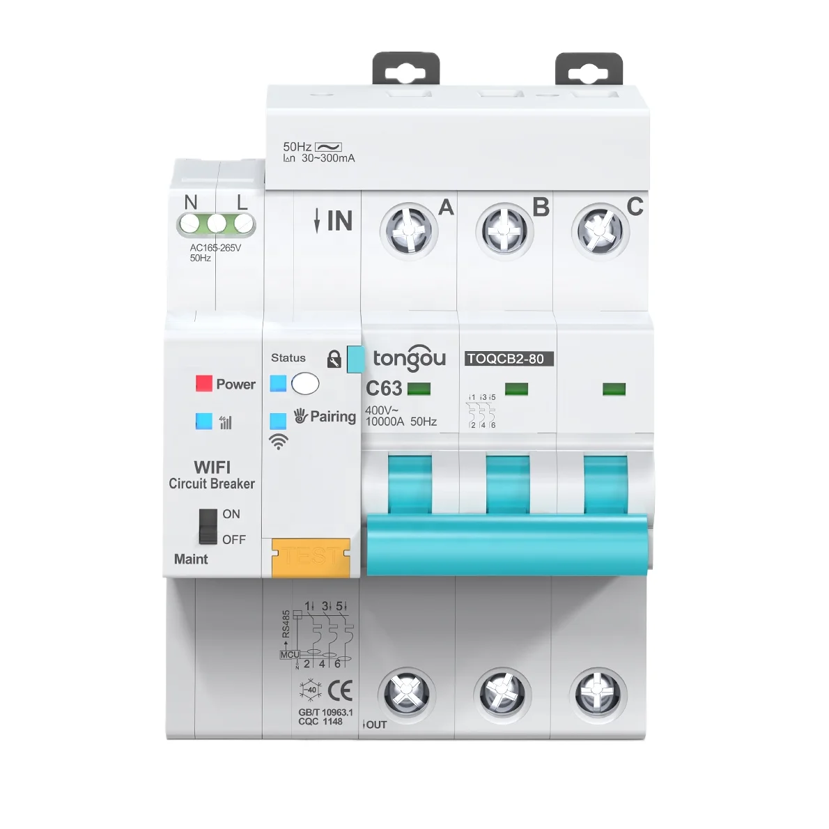 WiFi RCBO Metering Circuit Breaker Smart Life Timer 2P 3P 4P Remote Control Automatic Wireless Switch