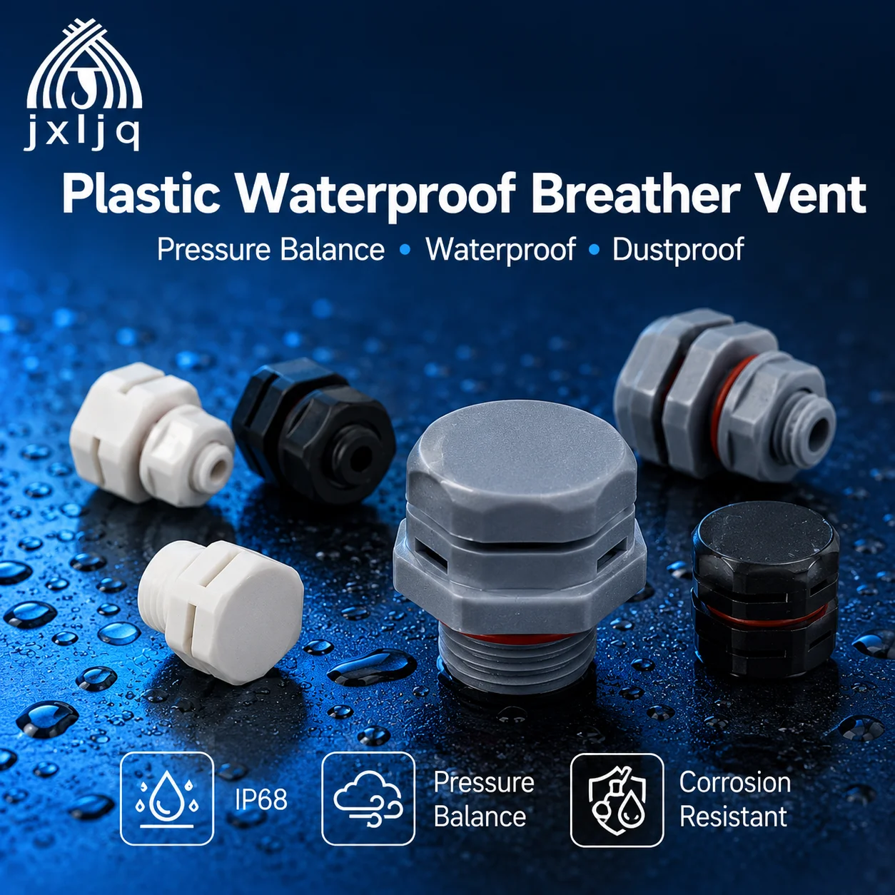 M5 M6 M8 M10 M12 M16 M20 IP68 Waterproof Breather Pressure Relief Screw-in Valve Air Vent Plug Black/White/Grey