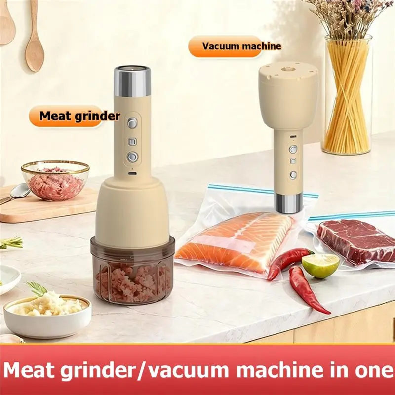 ABMR-Electric Garlic Chopper Rechargeable Portable Food Mincer Mixer Blender, Vacuum Sealing Capability Meat Grinder Functionali view 5