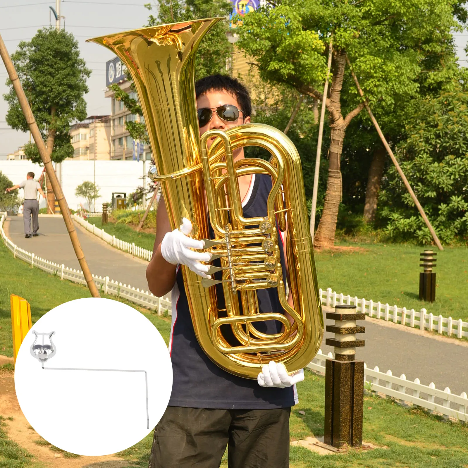 

Portable Music Sheet Clip Bass Tuba Score Holder Clamp-on Lyre Lightweight Durable Universal Sheet Music Rack Stand Small Size