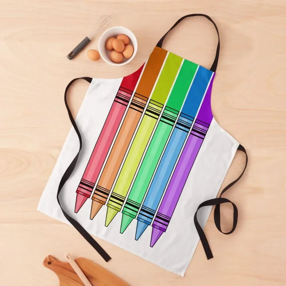 Rainbow Crayon Apron kindergarten teacher Bib For Kitchen barber men Things For Home And Kitchen Apron