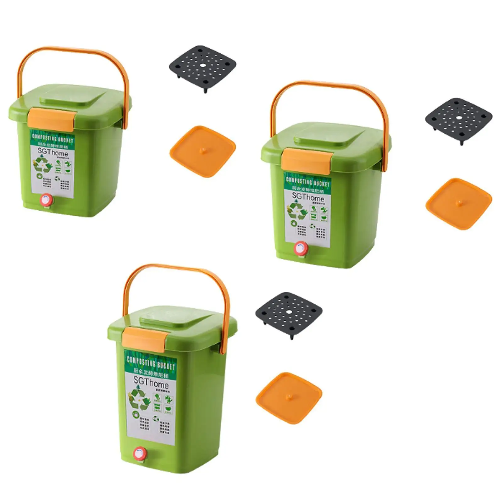 Indoor Compost Bin Garden Courtyard Compost Box for Balcony Household Indoor Kitchen Waste Compost Bucket with Handle Sturdy