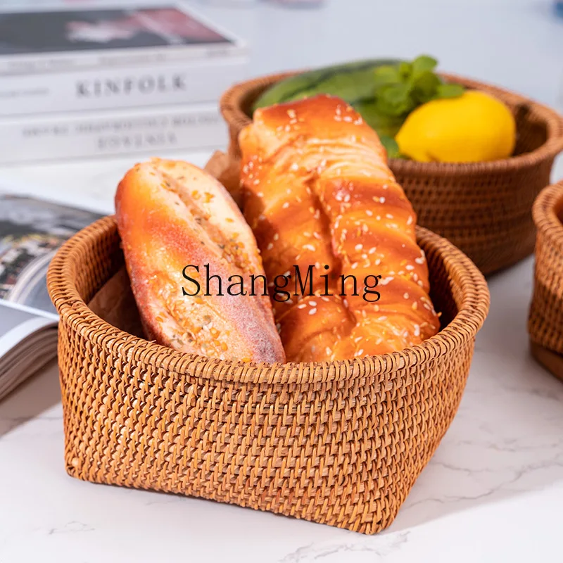 DSA rattan fruit basket, refreshment tray, dried fruit tray, snack basket, bamboo creative storage basket, household