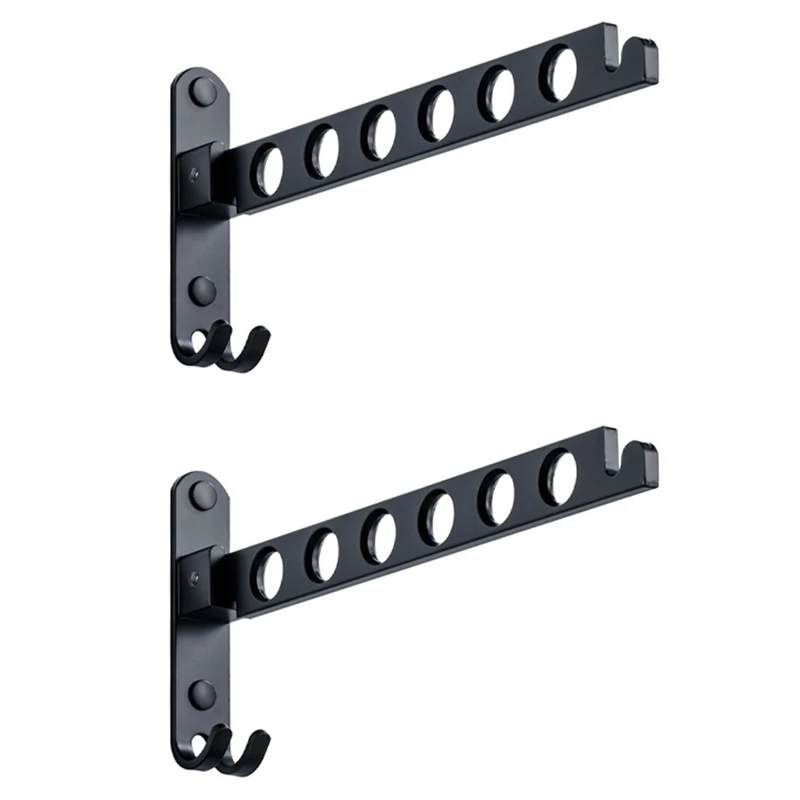 

Foldable Coat Hooks, Wall Coat Rack Wall Hooks Folding Hooks For Balcony Bathroom Laundry Room (Black, 2 Piece)