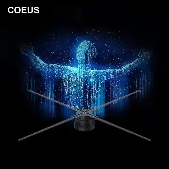 COEUS 65cm 768 LED 3D Hologram Projector Stand Customizable OEM Digital Signage Displays Amazing Human-Robot Fan Stand for