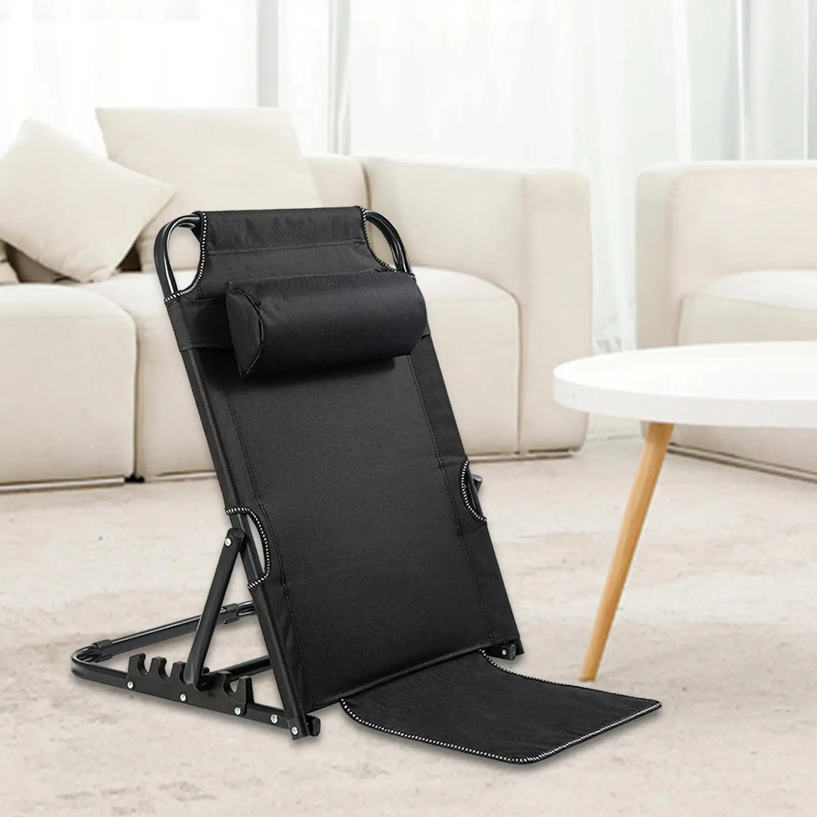 Lifting Bed Backrest Folding for Adult Adjustable Angle Back Rest Steel large 7 Gears Black