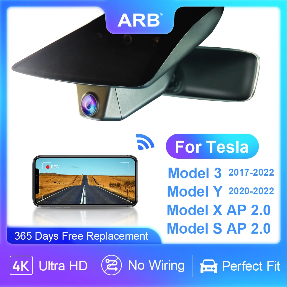 Dash Cam per Tesla Modello 3 Modello Y Modello X Modello S ARB Auto DVR 4K 2160P WIFI Auto Dash Camera Veicolo Macchina Fotografica di Alimentazione