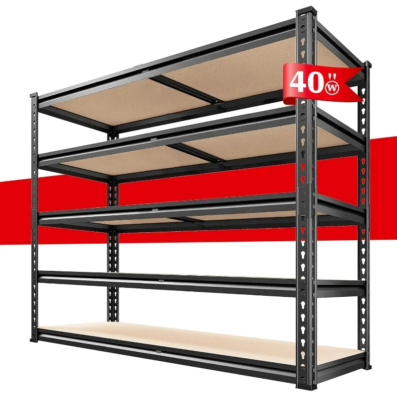 REIBII 2500LBS Garage Shelving 72''H Storage Shelves Heavy Duty Shelving 5 Tier Metal Shelves Garage Shelves Adjustable Shelvin