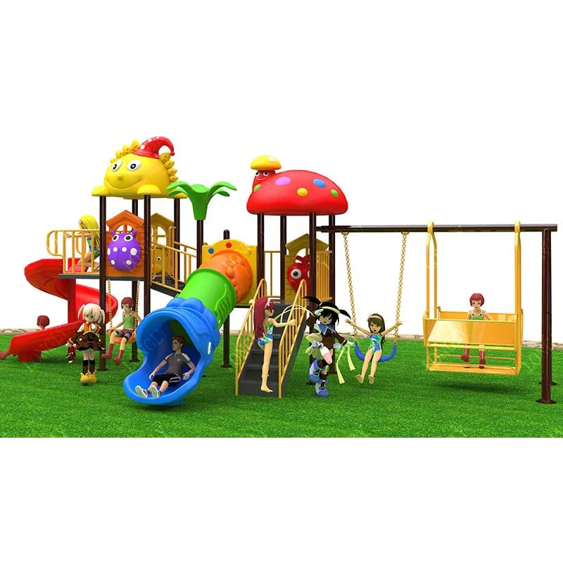 

Childhood Style Kids Plastic Slide with Swing Educational Garden Preschool Amusement Park Facilities Outdoor Playground