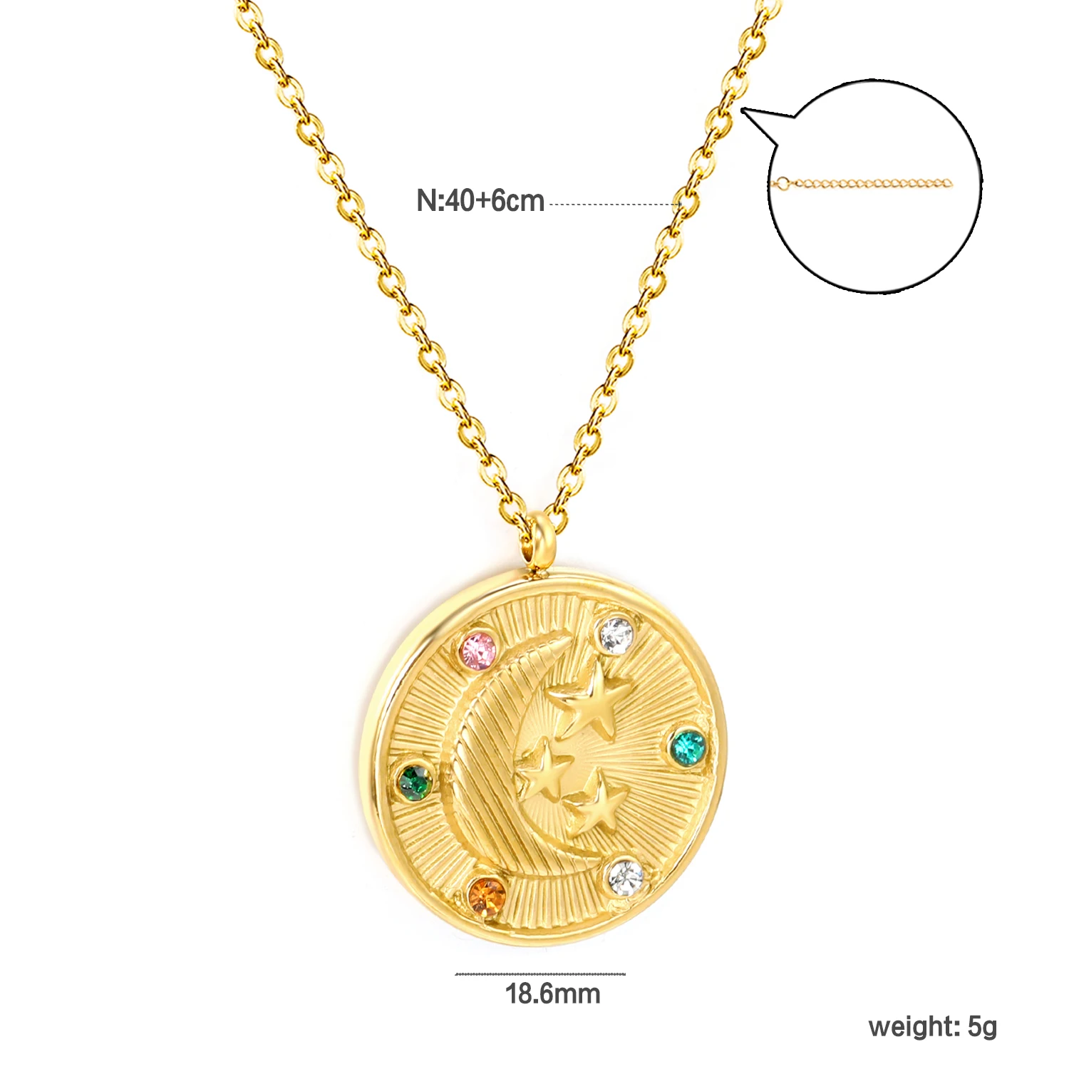 ASONSTEEL Chinese Style 18K Gold Plated Tree Of Life Moon Pendant Necklace for Women Trendy Waterproof Jewery Relief Necklace