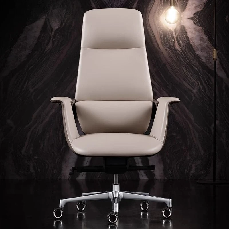 

Italian light luxury leather boss high-end office ergonomic computer home study waist protection