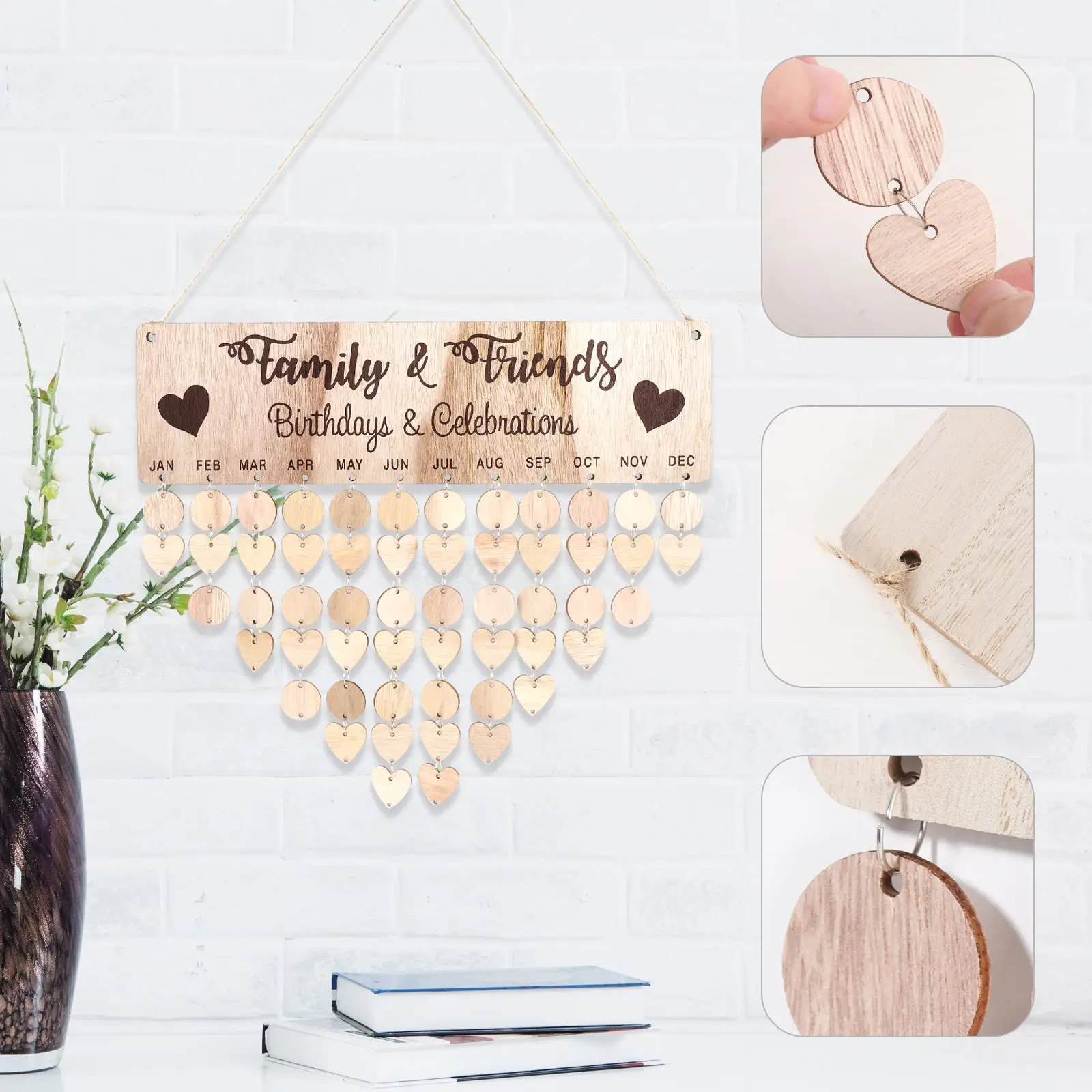 Calendar Reminding Wood Friendsgifts Wooden Calendar Plaque Birthday Reminder Reminder Hanging Calendar Family Birthday Boards