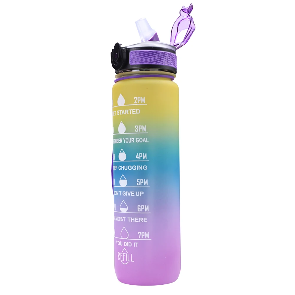 1L ขวดน้ําแบบพกพาขวดน้ํากีฬาสวยขวดเครื่องดื่ม LeakProof GYM ขวดน้ําสําหรับเดินทางกลางแจ้งฟิตเนสขี่จักรยาน