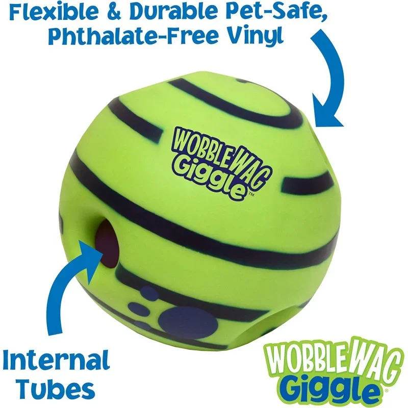 Wobble Wag Giggle Ball, Interactive Dog Toy, Fun Giggle Sounds When Rolled or Shaken