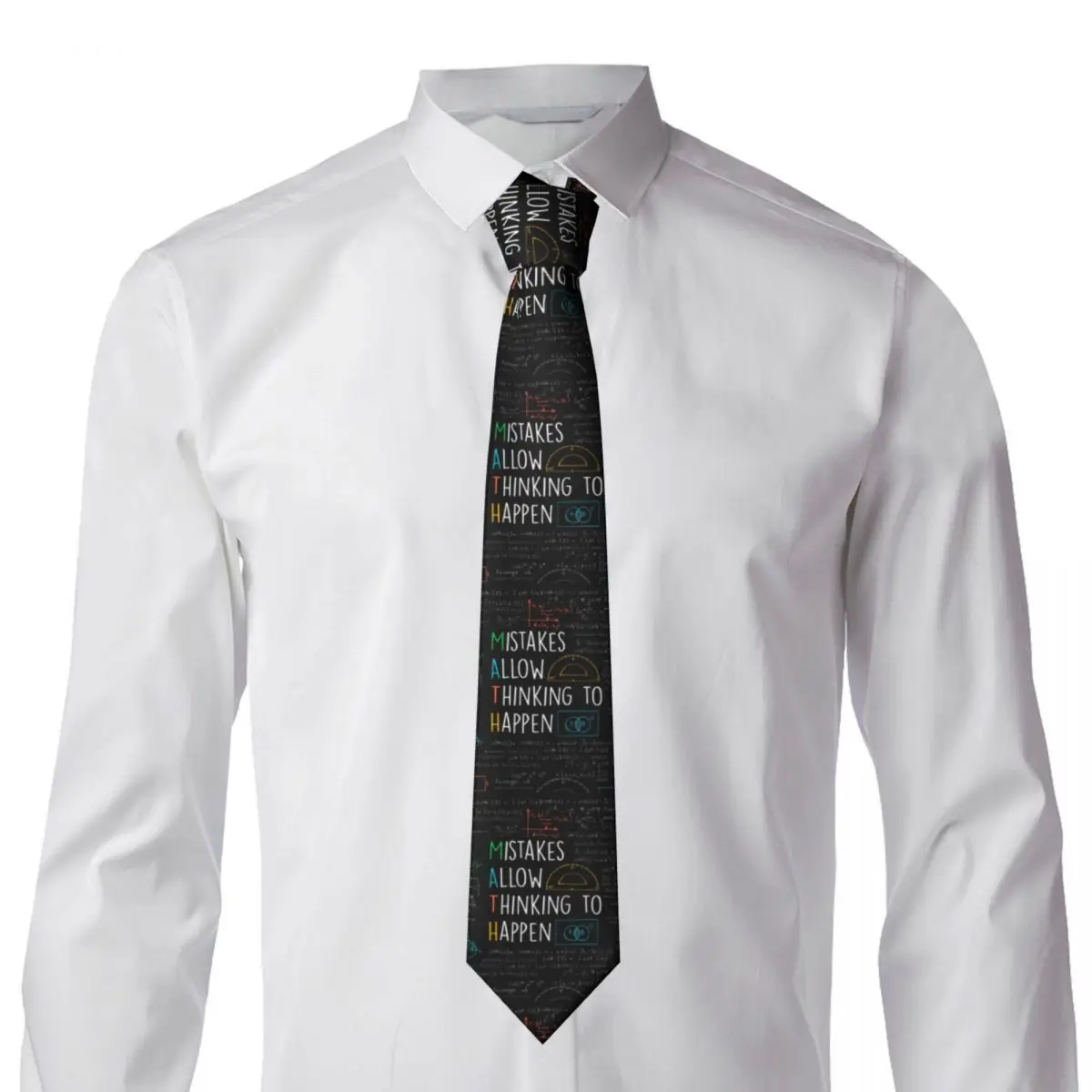 Fashion Mistakes Allow Thinking To Happen Tie for Wedding Customized Men Math Teacher Quotes Necktie