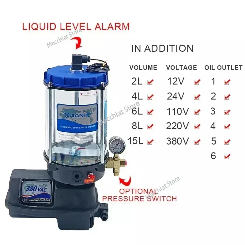 Electric Grease Pump 12V-380V  8L Automatic Auto   for Central Lubrication System