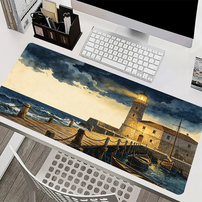 Large Gaming Mouse Pad Notbook Extended Desk Mat Non-Slip Game carpet Rubber Keyboard Rug Retro nautical chart Mousepad Desk Mat
