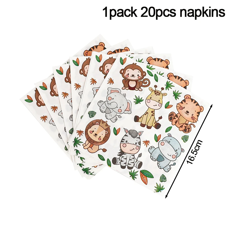 20 Stück Wild One Palmblätter Tierservietten Dschungel Safari Geburtstag Party Dekoration Tropical Hawaii Mottoparty Dekoration Taschentuch – Detail 8