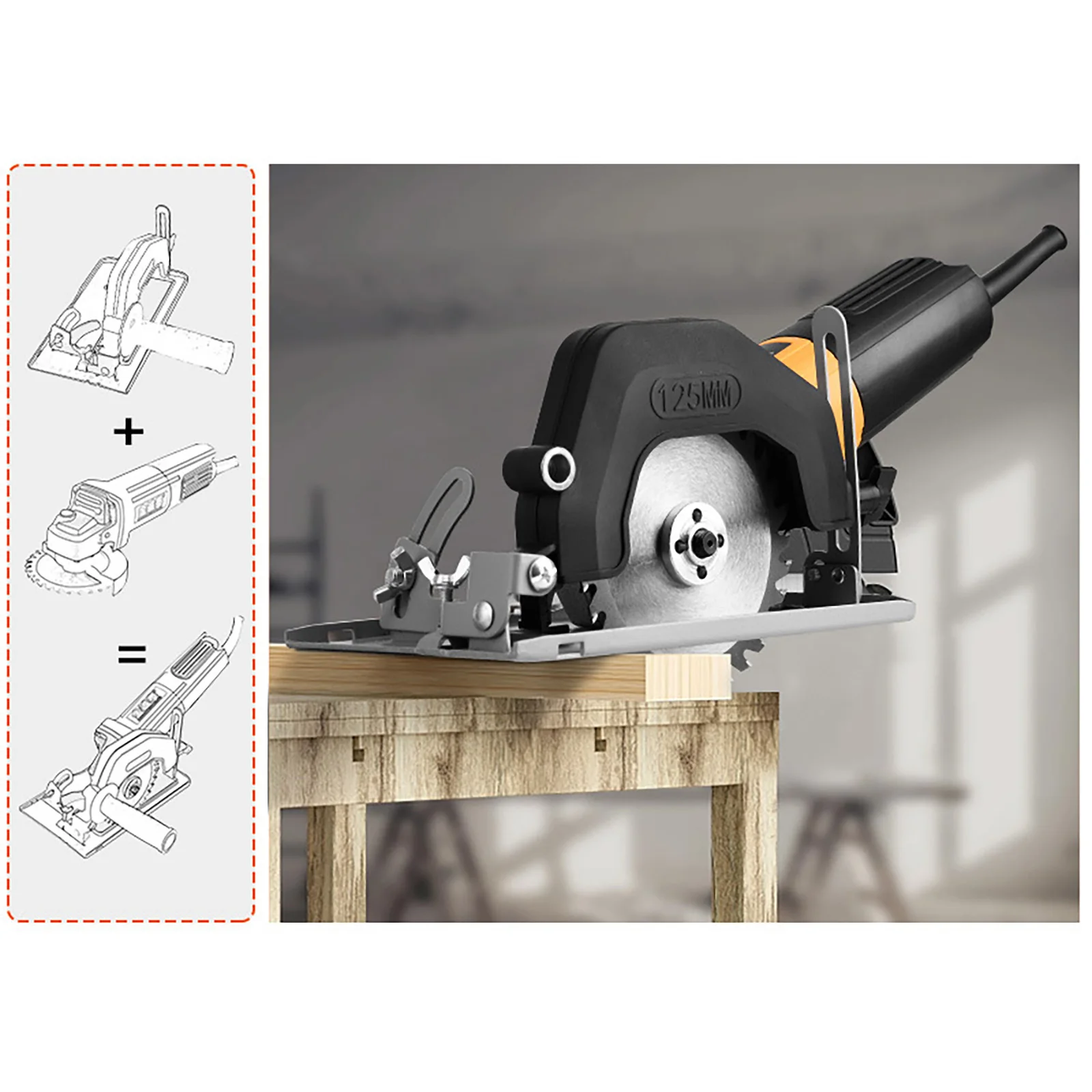 Universal Angle Grinder Bracket for 100-125mm Angle Grinder Modified Cutting Machine Protective Cover Rack 0- 40mm Cutting Depth