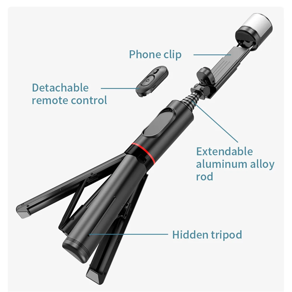 Q12s Selfie Stick Tripod with Fill Light Portable Wireless Bluetooth Telescopic for Huawei iPhone 12 13 14 15 Android Xiaomi