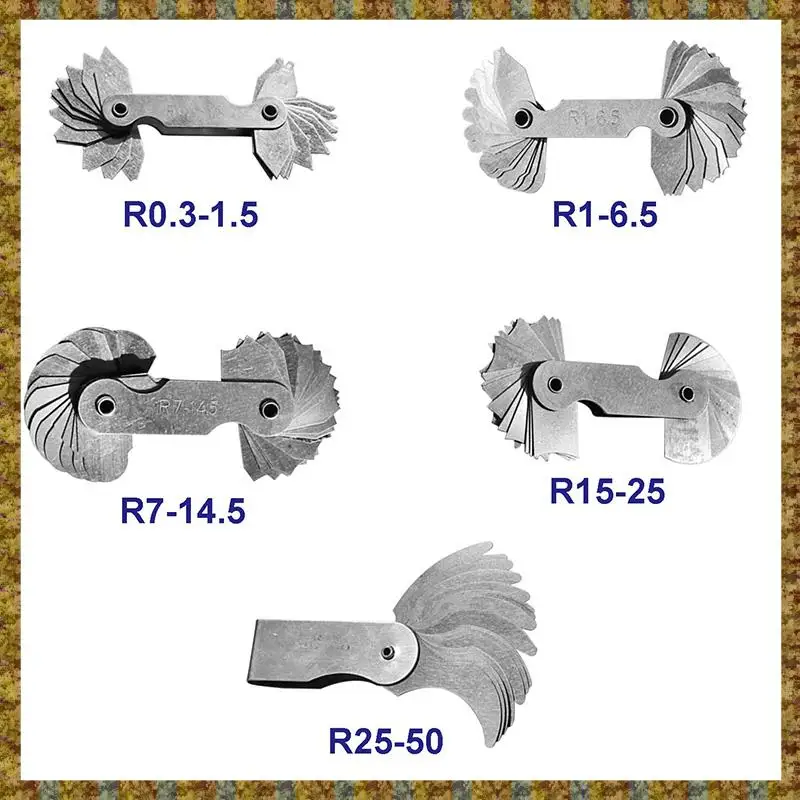 Измеритель радиуса F-F из нержавеющей стали, портативный вогнутый выпуклый инструмент для измерения внешней дуги, набор измерений радиуса (5 шт.)