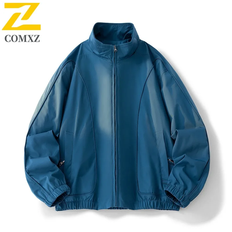 

COMXZ Мужская куртка 2025 Классическая куртка с воротником-стойкой в корейском стиле Легкое мотоциклетное пальто Уличный стиль Весенне-осенняя ветровка