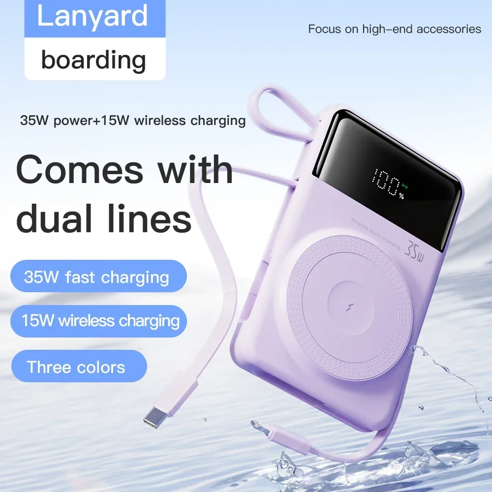 Travel 20000mAh Powerbank For Magsafe Wireless Charger Power Bank 35W Fast Charge External Battery With Bracket For iPhone 16 15