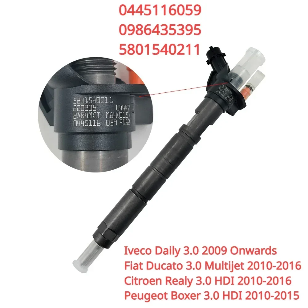 Hot sales 0445116059 5801540211 New Diesel Fuel Injector Nozzle For Iveco Daily / Fiat Ducato / Boxer Jumper 3.0D 2009-2016