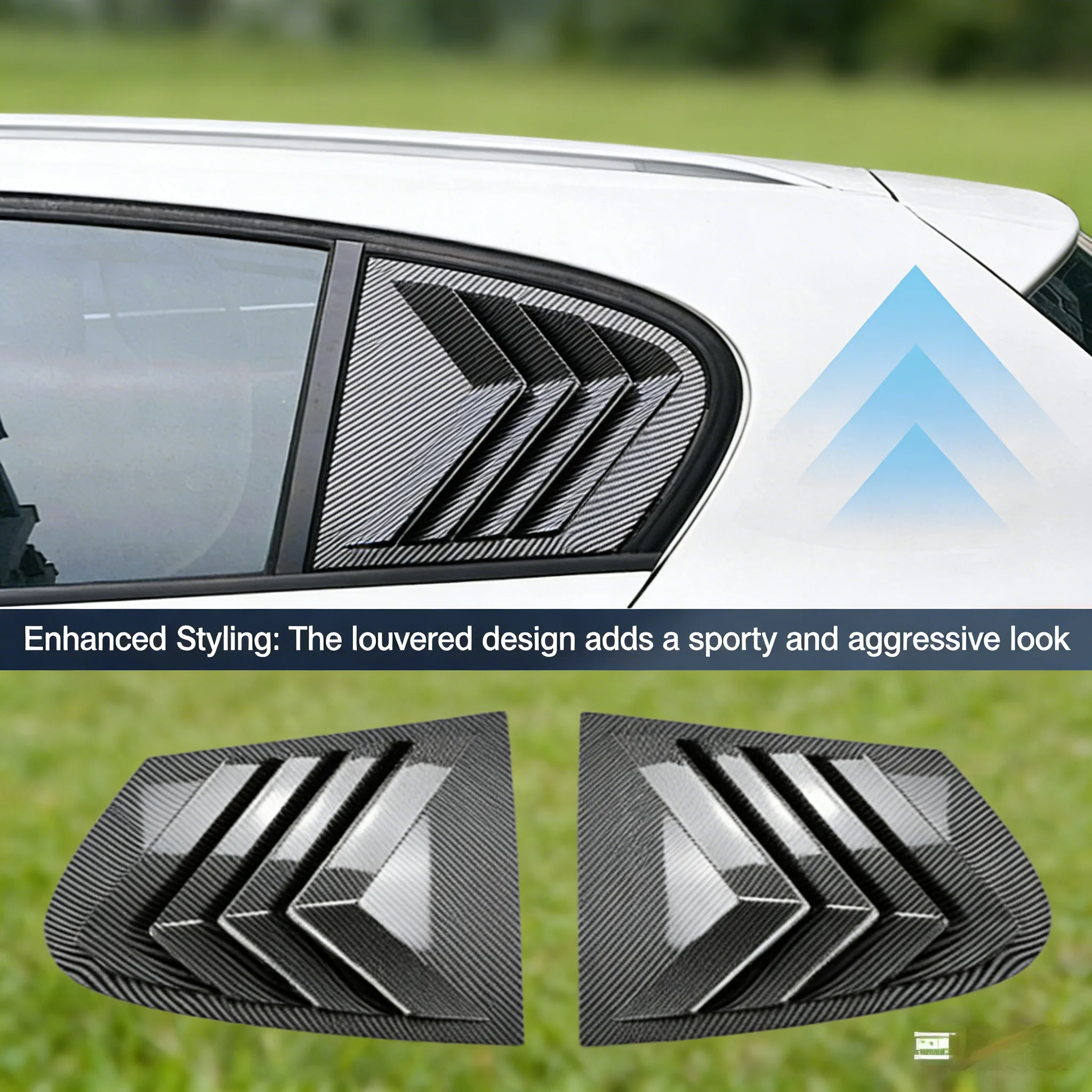 Pair Rear Side Window Trim Spoiler for BMW 1 Series E87 2005 2006 2007 2008 2009-2011 Window Shutter Cover Louver Air Vents