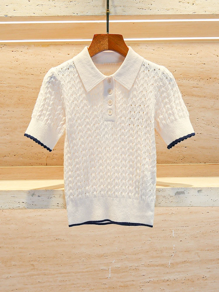 

S Home Nan You High End Women's Knitted Hollow out Ne Sweater T-irt Autumn Winter Casual Sle Regular Fit Knitwear