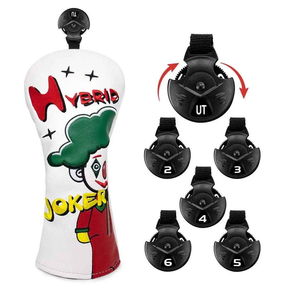 Embroidery Head Covers For Hybrid Golf Accessories Mallet Putter Golf Club Headcover Golf Putter Headcover Clown Golf Headcover