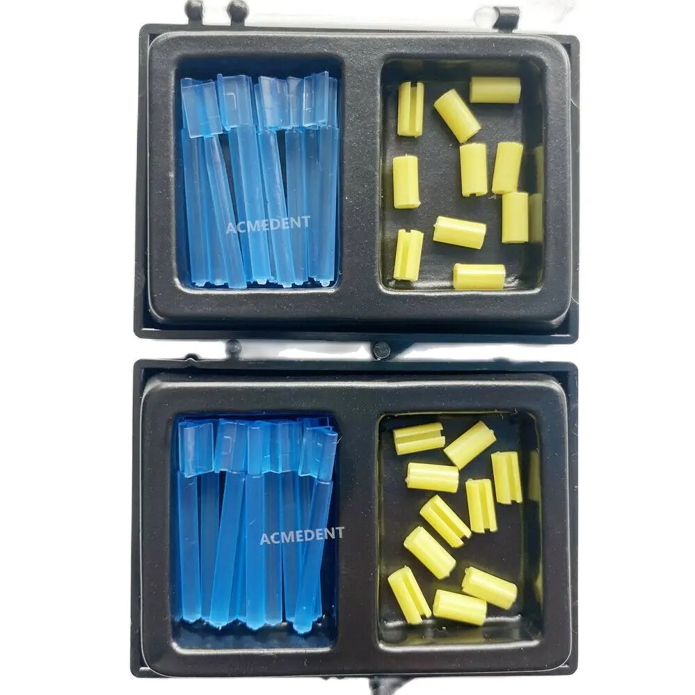 

2Box=20kit Dental Blue Bar Yellow Clips Bolt Inserts Overdenture Attachment Implant