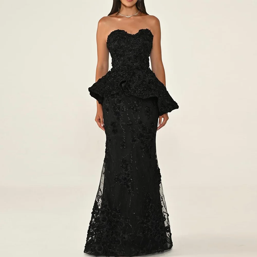 

Modern Sweetheart Sleeveless Celebrity Gowns Temperament Mermaid Jersey Party Dresses Customized Handmade Flower Evening Dress