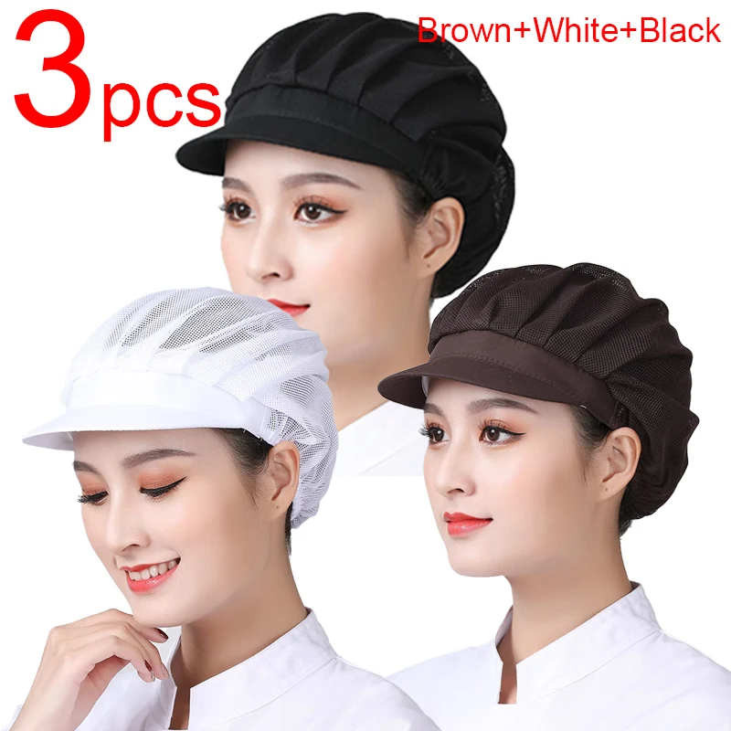3 pièces Service alimentaire travail chapeau Chef chapeau cuisine cuisson hygiénique casquette Service alimentaire cheveux filets usine groupé cheveux travail bandeau chapeau
