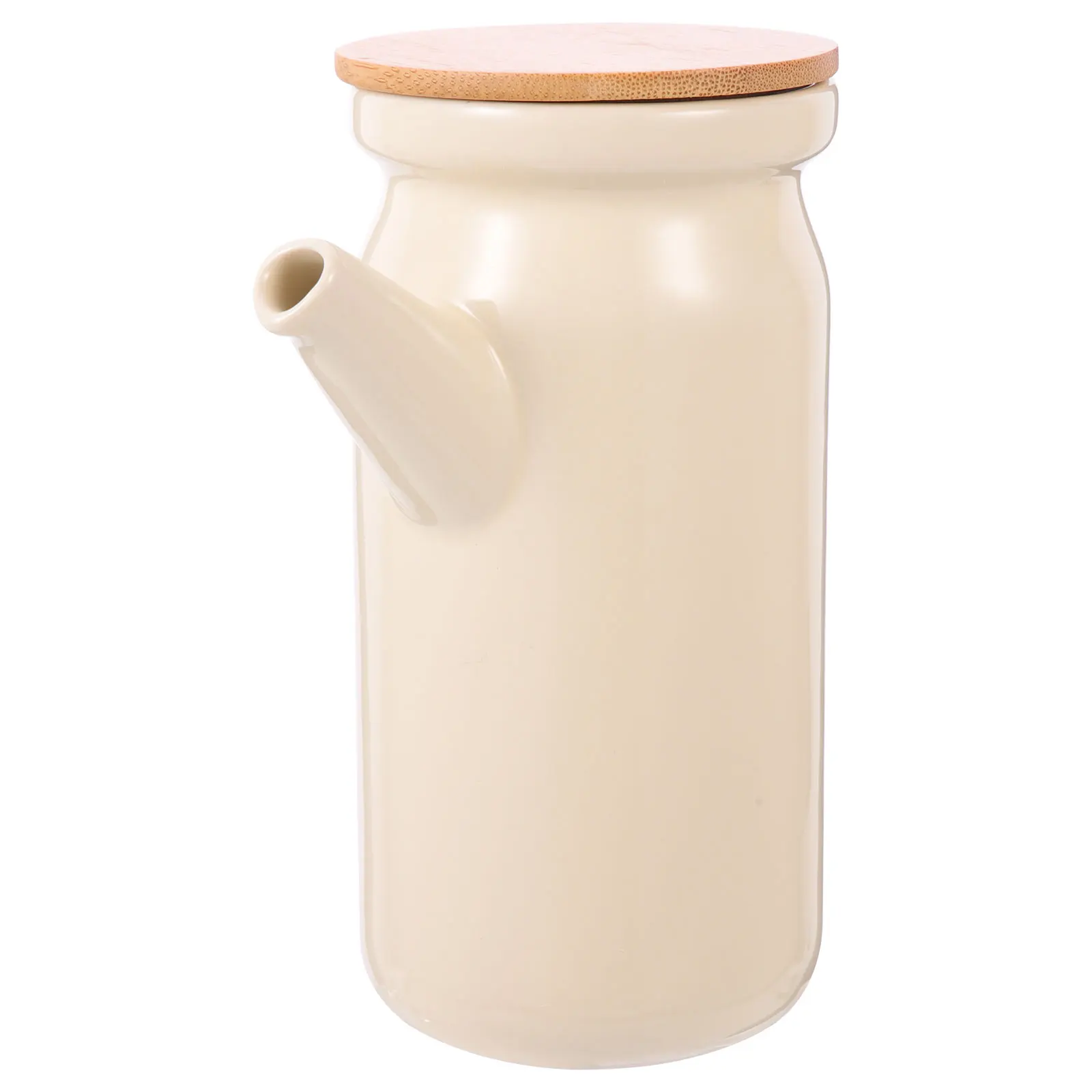 

Ceramic Soy Sauce Bottle Wooden Oil Dispenser Kitchen Spice Jar Multifunctional Vinegar Container Sauce Pot Cleanliness