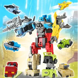 6 IN 1 Car Transformation Combined Robot Action Figure Tank Truck Deformation Constructor Model Assembly Toys For Children