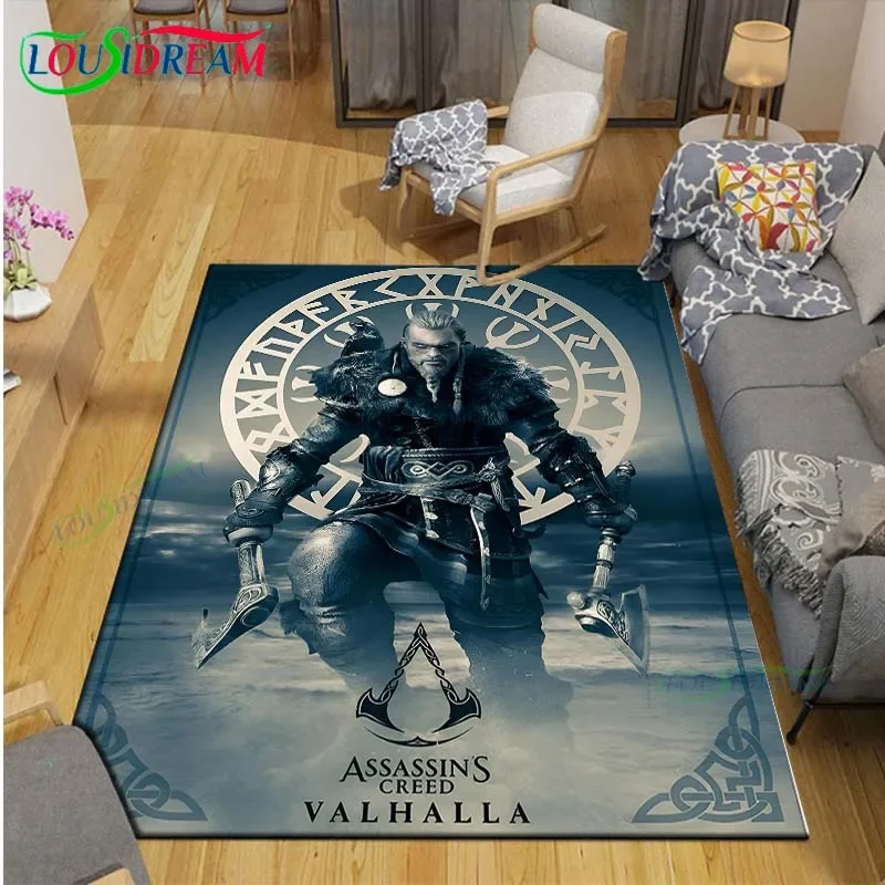 Hot Creed Valhalla Printed Carpet Outdoor Rug Area Rug Non-slip Carpet Bedroom Decor  A-Assassin’ss Carpet for Room Gift