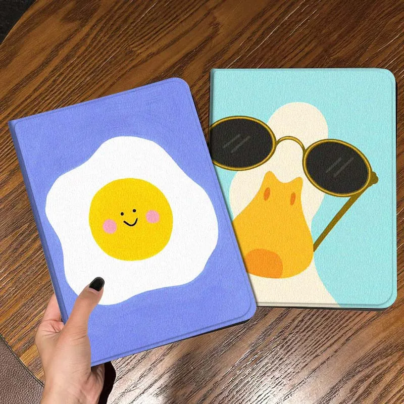

Cartoon Fried Egg Art Gift Tablet Case For Apple iPad Air Pro mini 1 2 3 4 5 6 7 8 9 11 M2 M3 M5 M4 5th 6th 7th 10th 11th