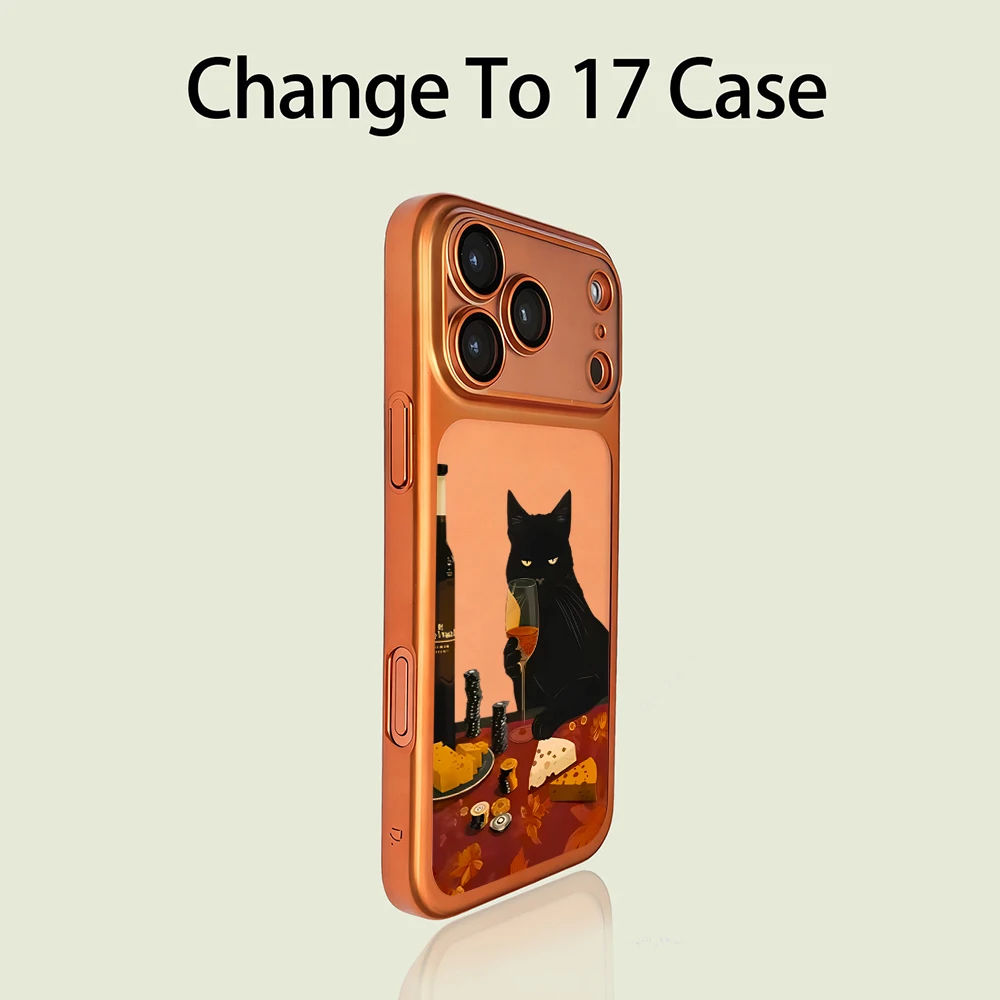 Lustige Schwarze Katze Niedliche Mattierte Hülle für iPhone 13 15 16 Pro Max Hüllen iPhone 17 12 ProMax 11 14 16 17 Plus 17 Air Plating Fundas – Detail 6