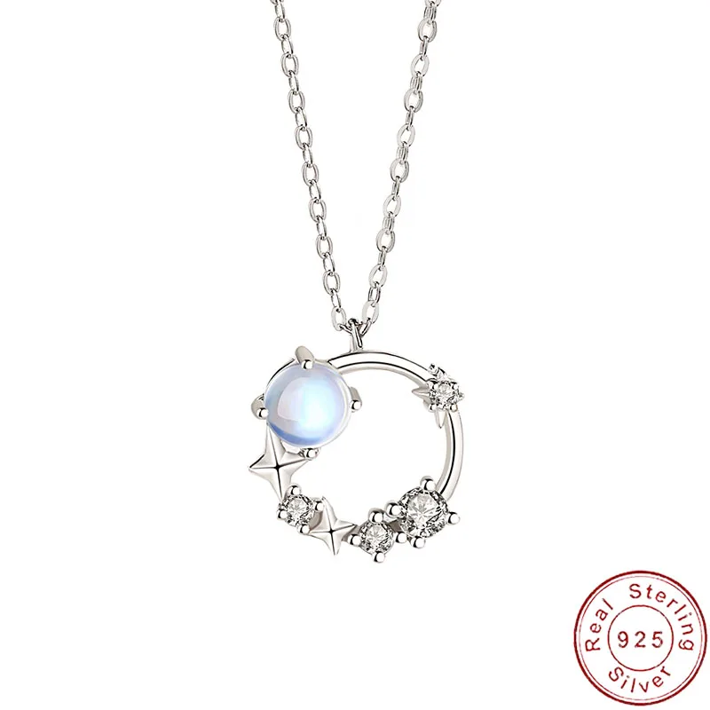 JIALY European Original S925 Sterling Silver CZ Fantasy Star Necklace Female Moonstone Pendant For Women Birthday Gift new