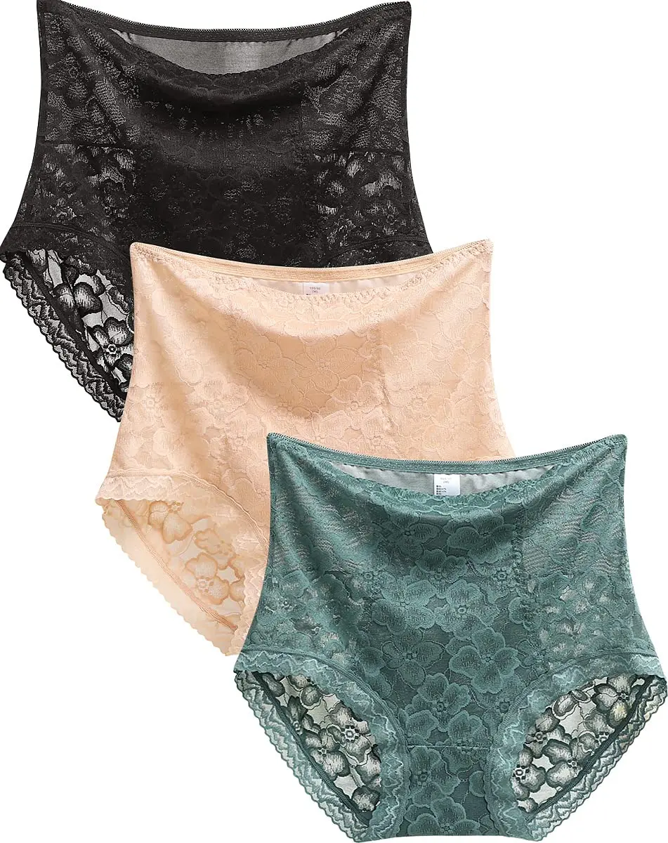 

3pcs Women's High Waisted Hipster Lace Shapewear Briefs