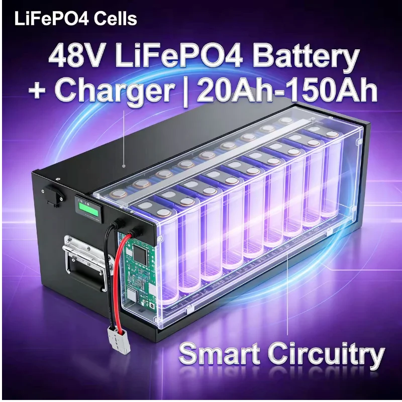 Reliable Energy for Every Ride: 48V LiFePO4 (20-150Ah) for 1-4KW Vehicles – Charge Less, Go Further