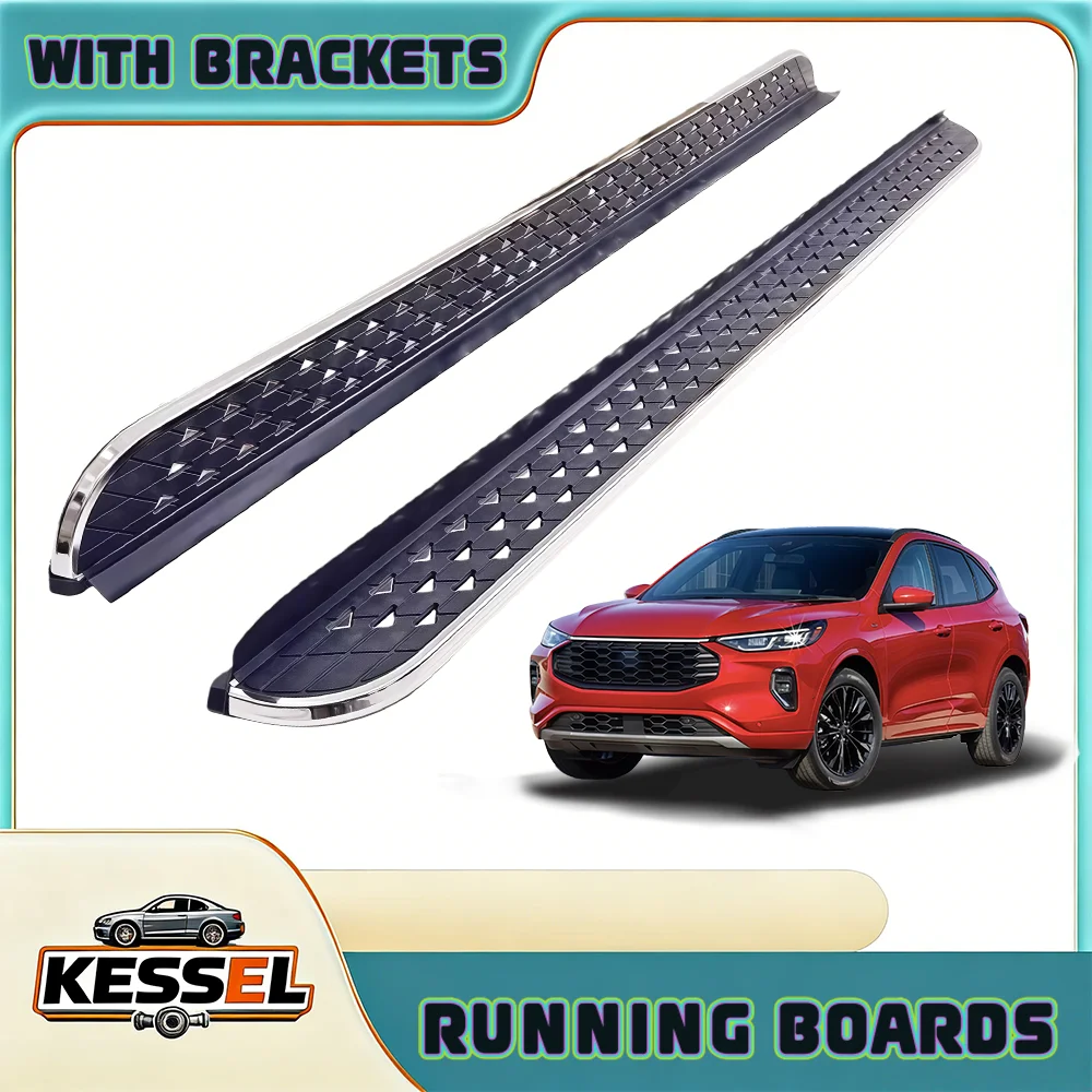 

Фиксированные боковые подножки (пороги) для Ford Escape 2020-2022, 2023, 2024 (с кронштейнами)